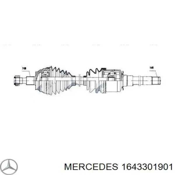 1643301901 Mercedes árbol de transmisión delantero derecho