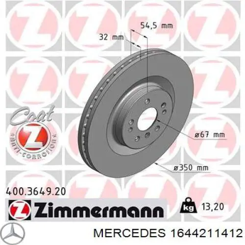 1644211412 Mercedes freno de disco delantero