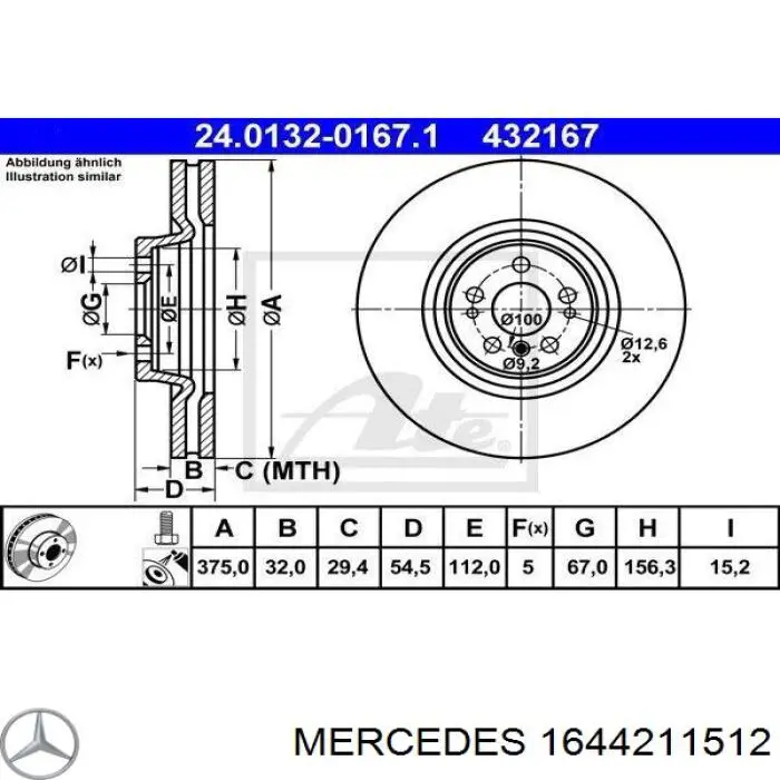 1644211512 Mercedes disco de freno delantero