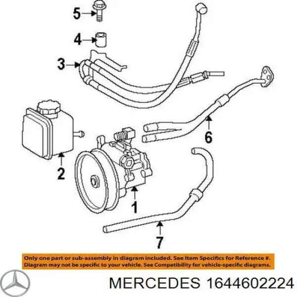 1644602224 Mercedes Manguera de alta presion de direccion, hidraulica