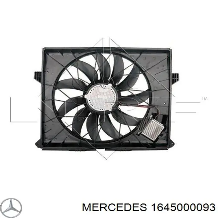 1645000093 Mercedes difusor de radiador, ventilador de refrigeración, condensador del aire acondicionado, completo con motor y rodete