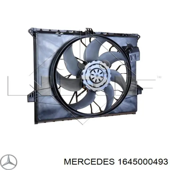 1645000493 Mercedes difusor de radiador, ventilador de refrigeración, condensador del aire acondicionado, completo con motor y rodete