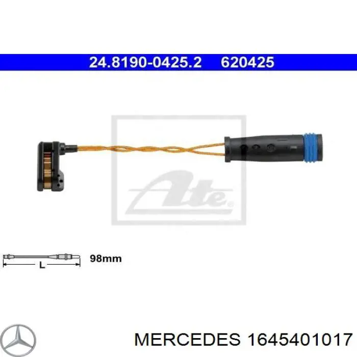 1645401017 Mercedes contacto de aviso, desgaste de los frenos, delantero derecho