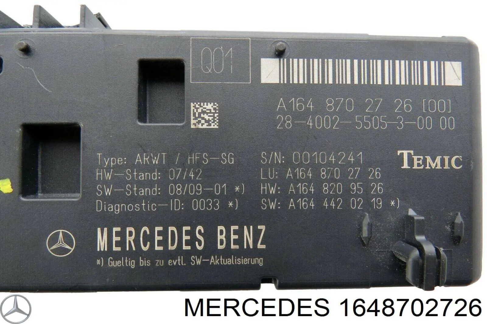 Comprar 1648702726 Mercedes Módulo de control de apertura de la tapa del maletero