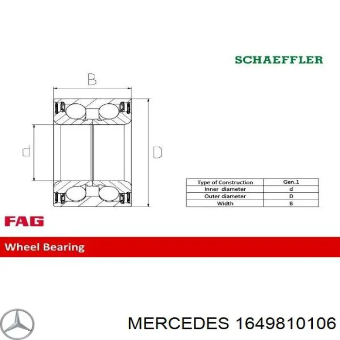 1649810106 Mercedes cojinete de rueda delantero/trasero