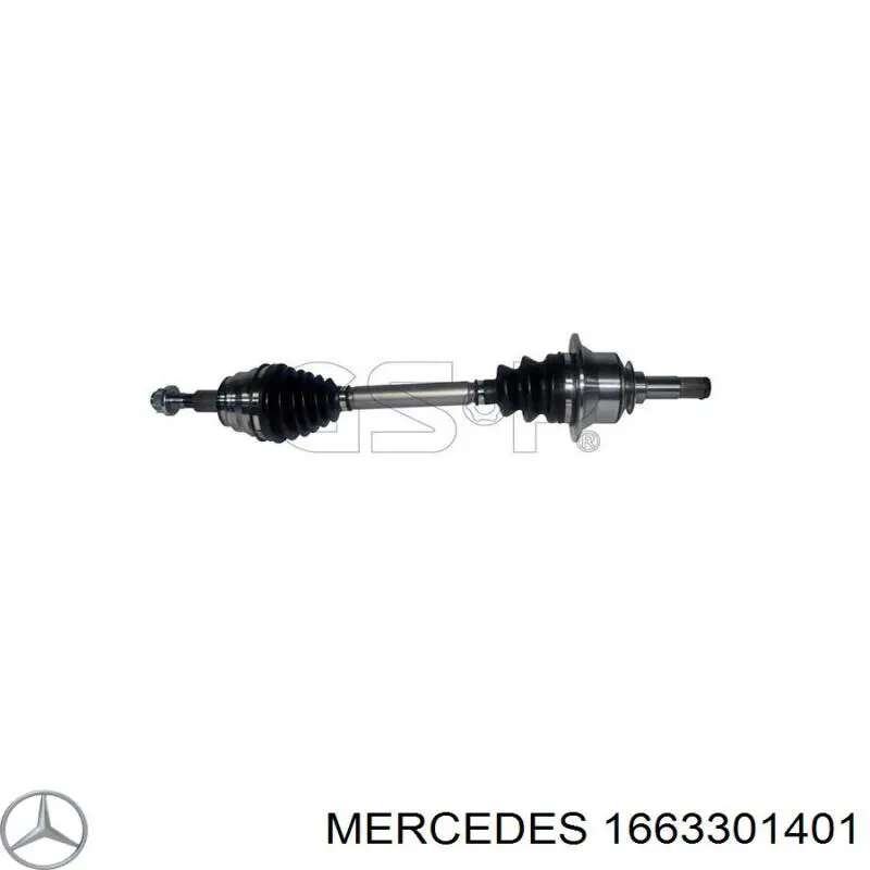 1663301401 Mercedes árbol de transmisión delantero izquierdo