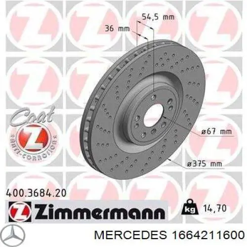 Frenos delanteros Mercedes 1664211600 precio, desde 93,37 EUR