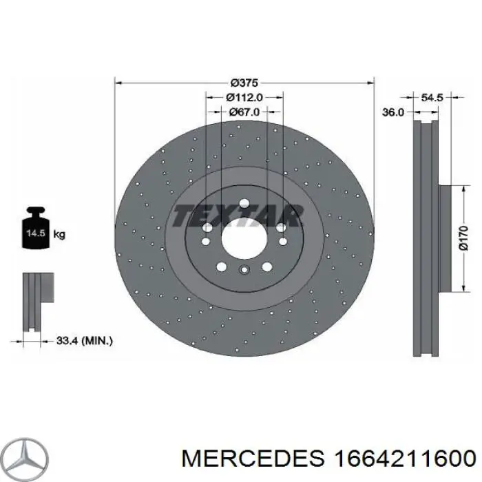 Comprar 1664211600 Mercedes Freno de disco delantero