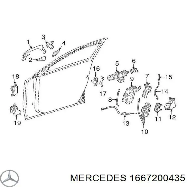 Cerradura de puerta delantera derecha para Mercedes ML/GLE (W166)