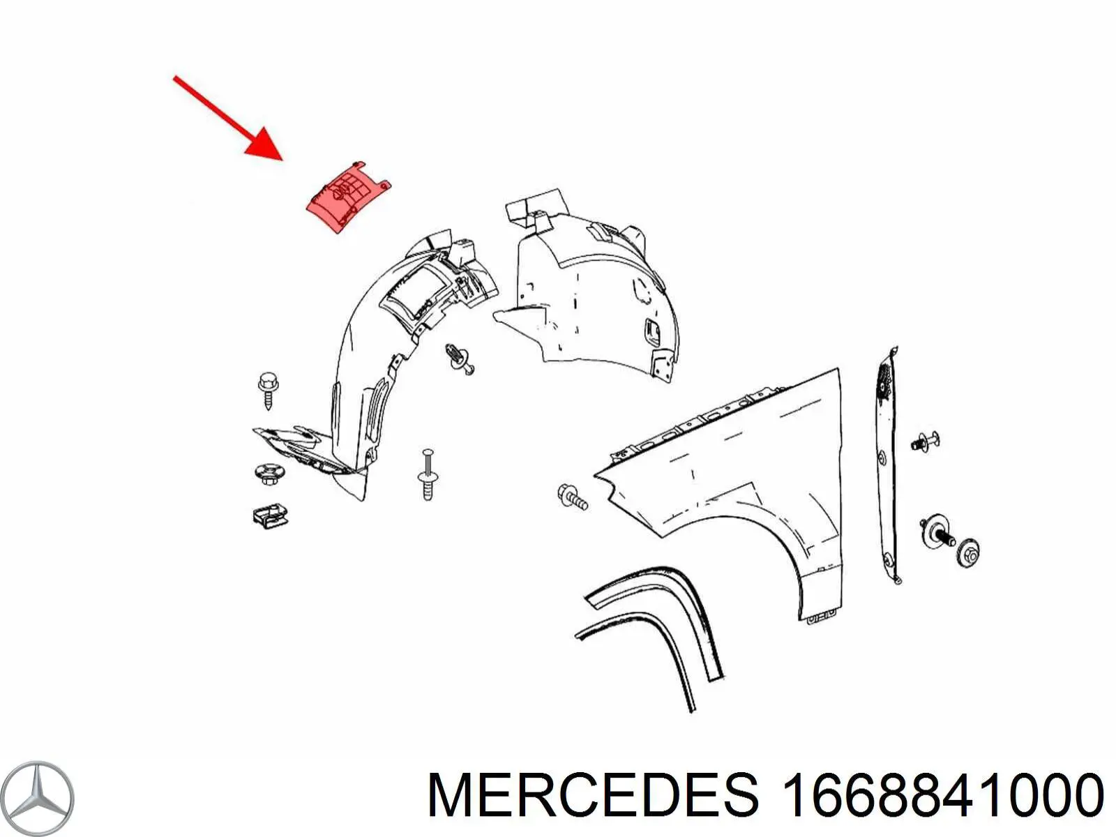 Protector contra salpicaduras del paso de rueda delantero Mercedes 1668841000 precio, desde 16,53 EUR