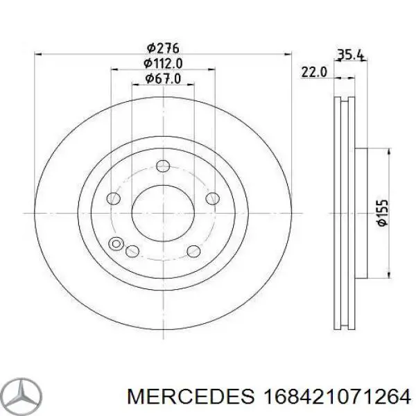 168421071264 Mercedes freno de disco delantero