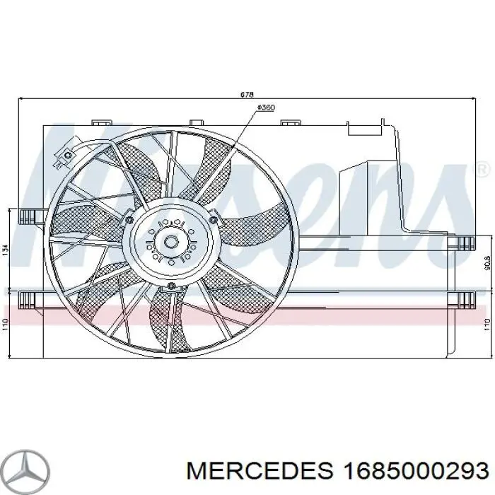 1685000293 Mercedes difusor de radiador, ventilador de refrigeración, condensador del aire acondicionado, completo con motor y rodete