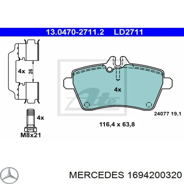 1694200320 Mercedes pastillas de freno delanteras