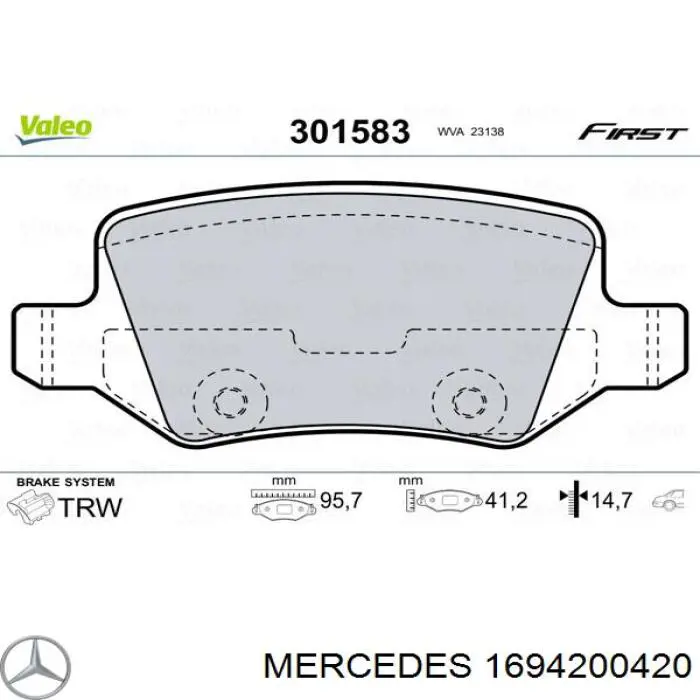 1694200420 Mercedes pastillas de freno traseras