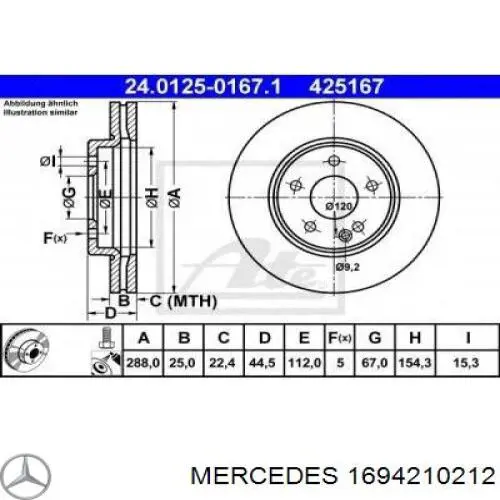 1694210212 Mercedes freno de disco delantero