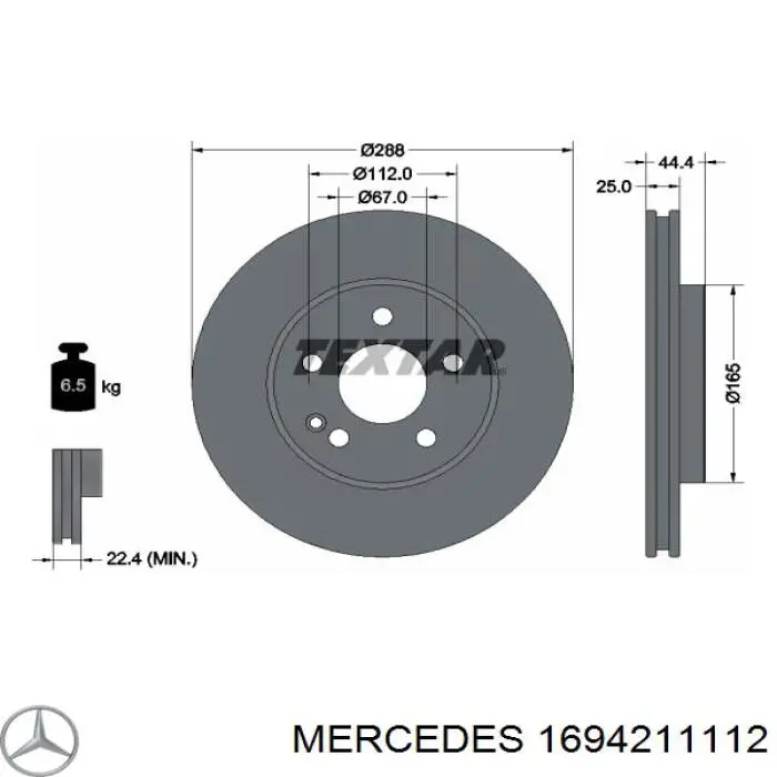 1694211112 Mercedes freno de disco delantero