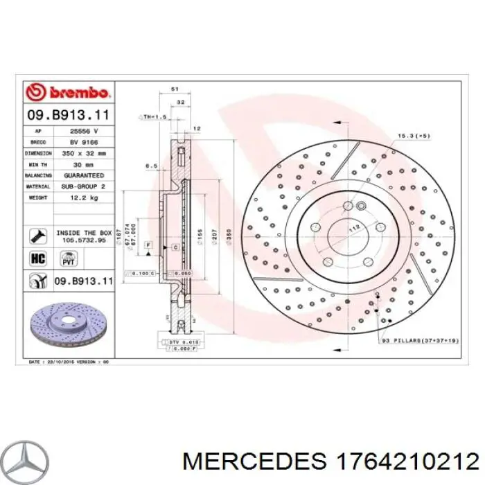 1764210212 Mercedes disco de freno delantero