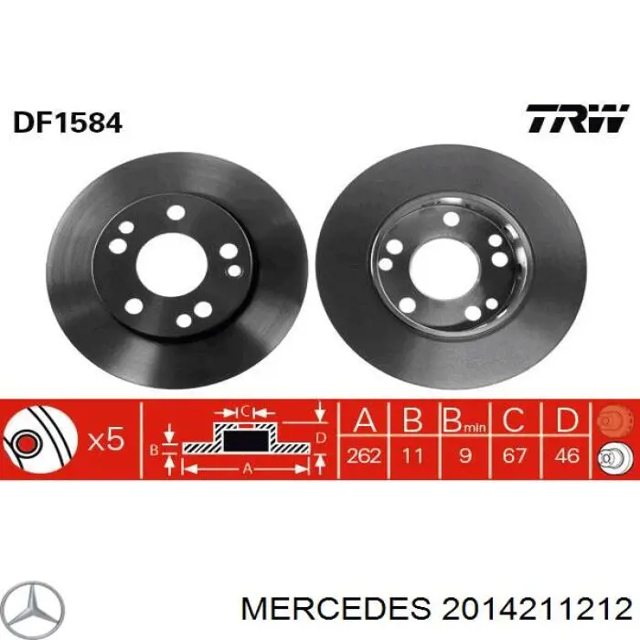2014211212 Mercedes disco de freno delantero