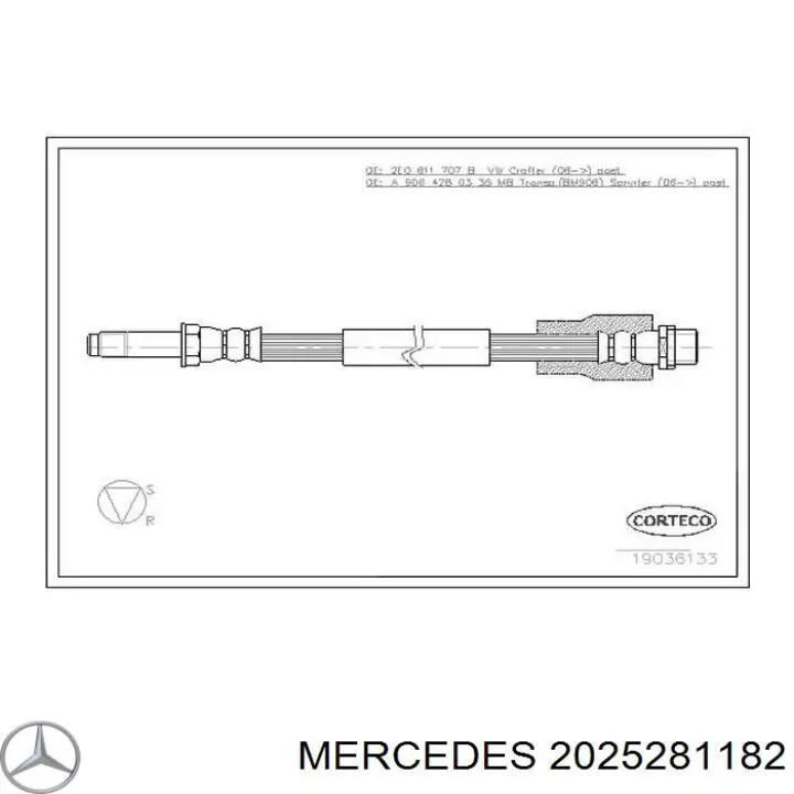 2025281182 Mercedes tubo flexible de aire de sobrealimentación derecho