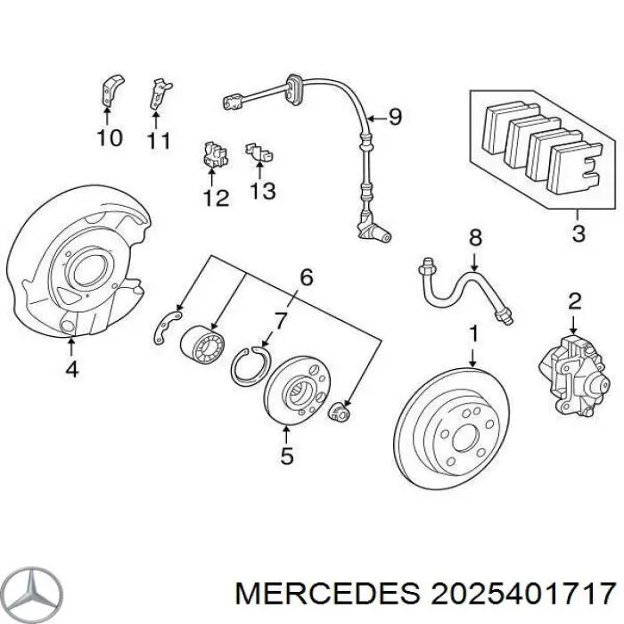 A2025401717 Mercedes sensor abs delantero izquierdo