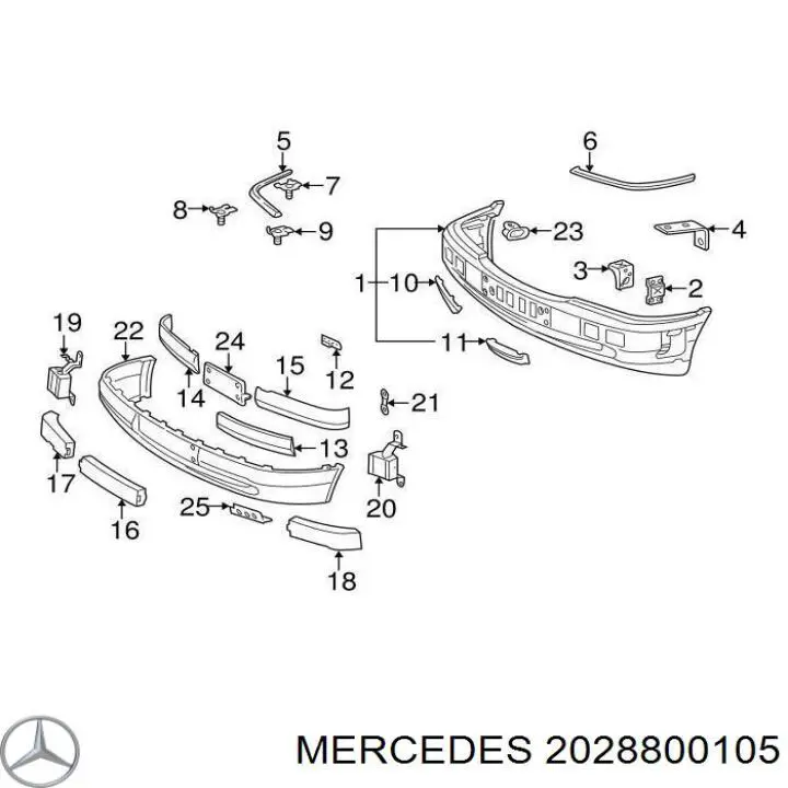 2028800105 Mercedes rejilla de ventilación, parachoques delantero, izquierda