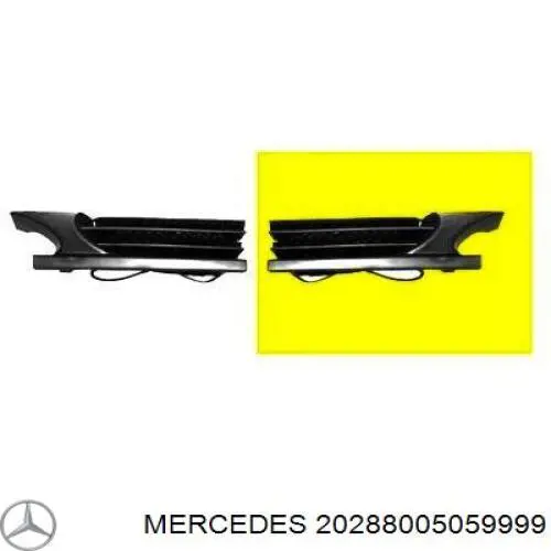 20288005059999 Mercedes rejilla de ventilación, parachoques trasero, izquierda