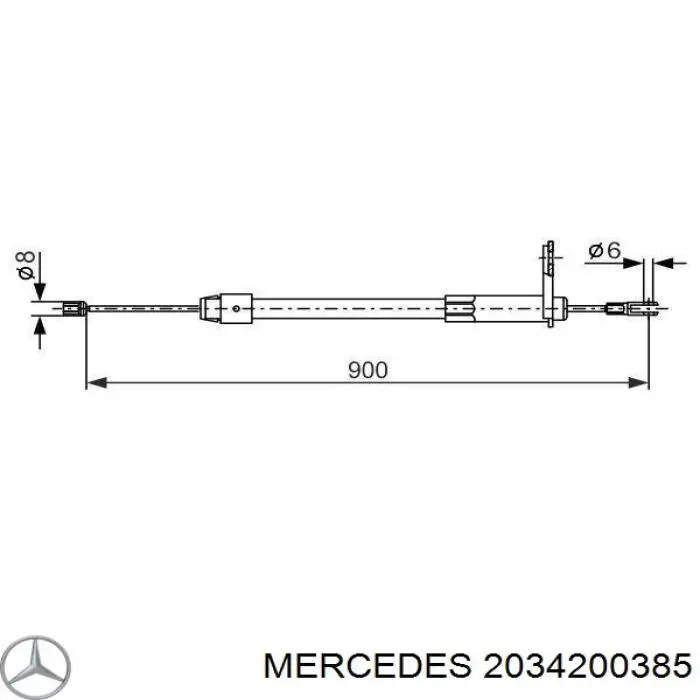2034200385 Mercedes cable de freno de mano trasero derecho