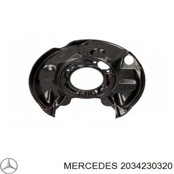 203 423 03 20 Mercedes chapa protectora contra salpicaduras, disco de freno trasero izquierdo