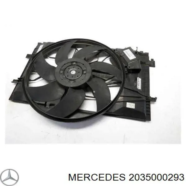 2035000293 Mercedes difusor de radiador, ventilador de refrigeración, condensador del aire acondicionado, completo con motor y rodete