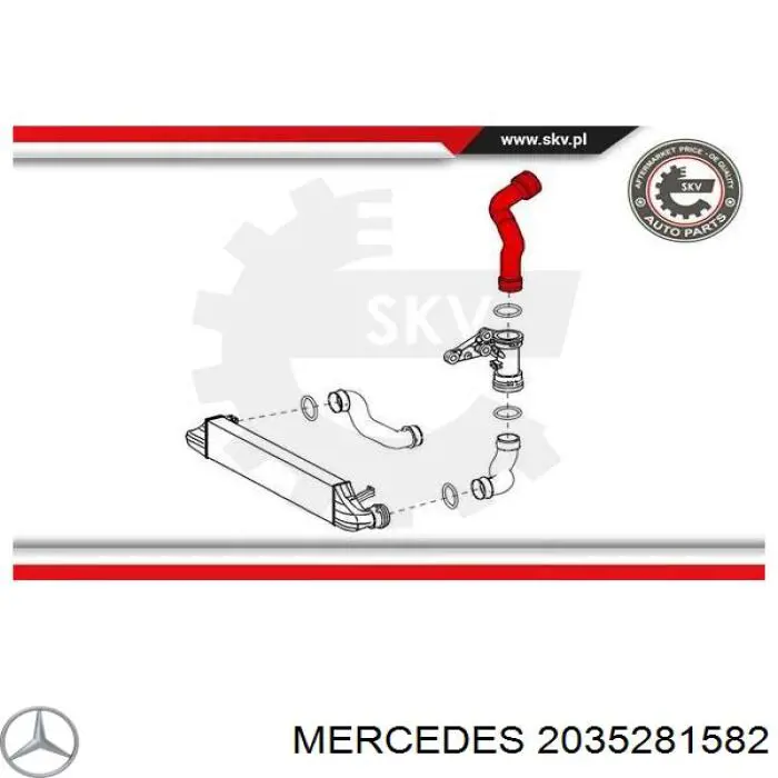 2035281582 Mercedes tubo flexible de aire de sobrealimentación superior izquierdo