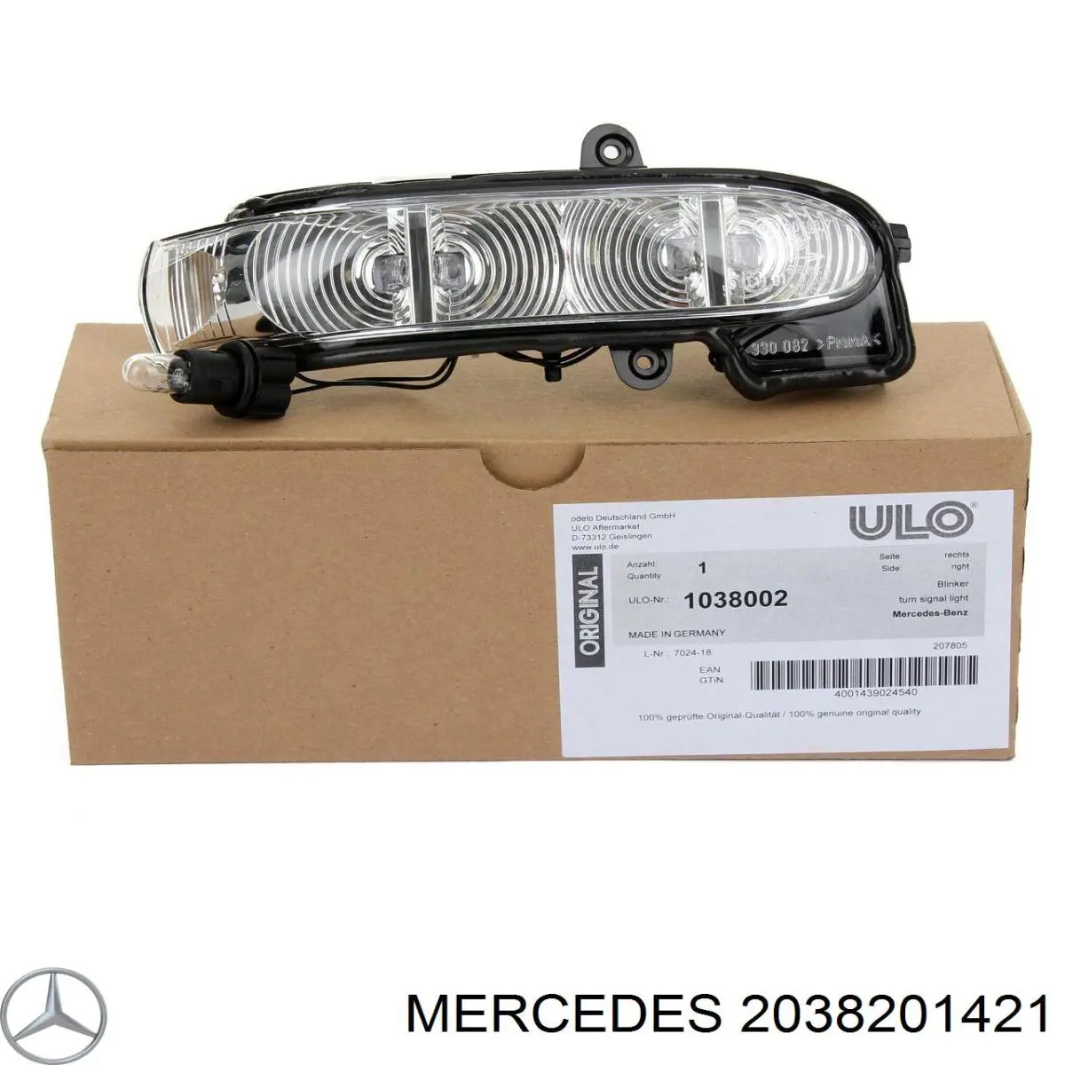 2038201421 Mercedes luz intermitente de retrovisor exterior derecho