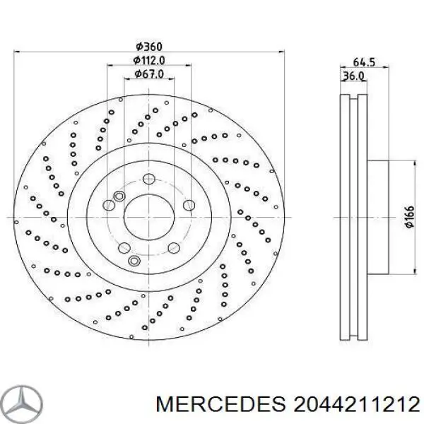 2044211212 Mercedes disco de freno delantero