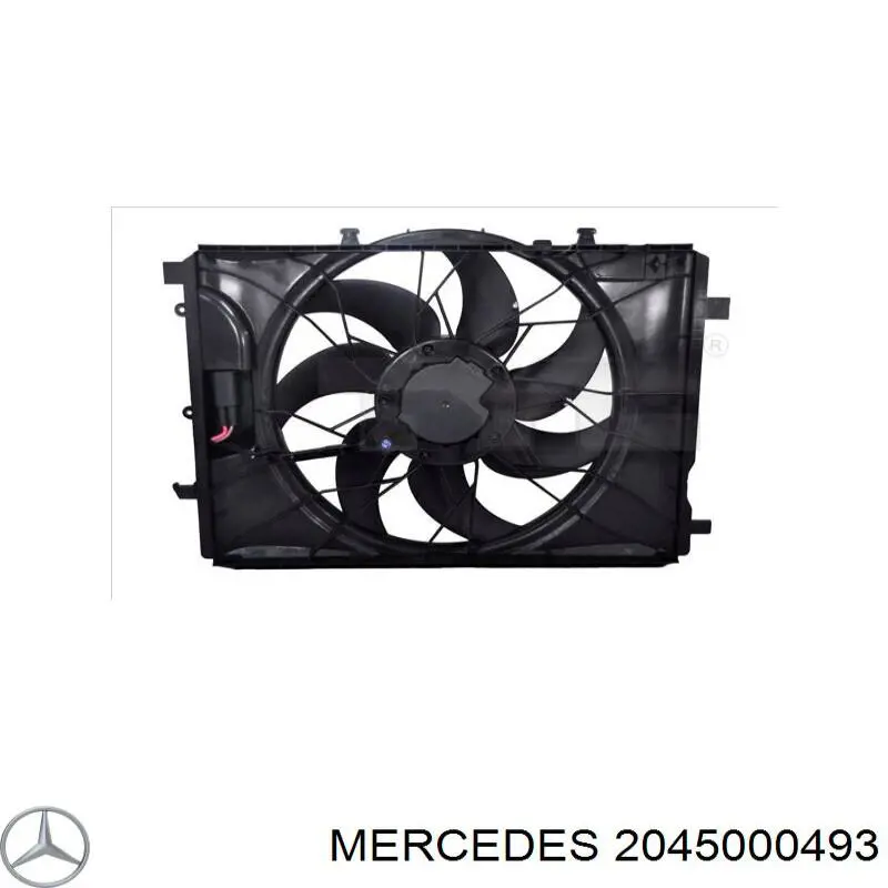 2045000493 Mercedes difusor de radiador, ventilador de refrigeración, condensador del aire acondicionado, completo con motor y rodete