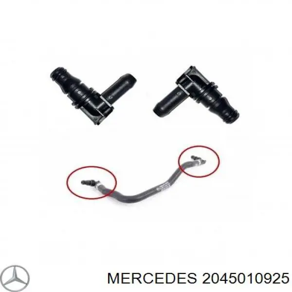 2045010925 Mercedes tubería de radiador, tuberia flexible calefacción, superior
