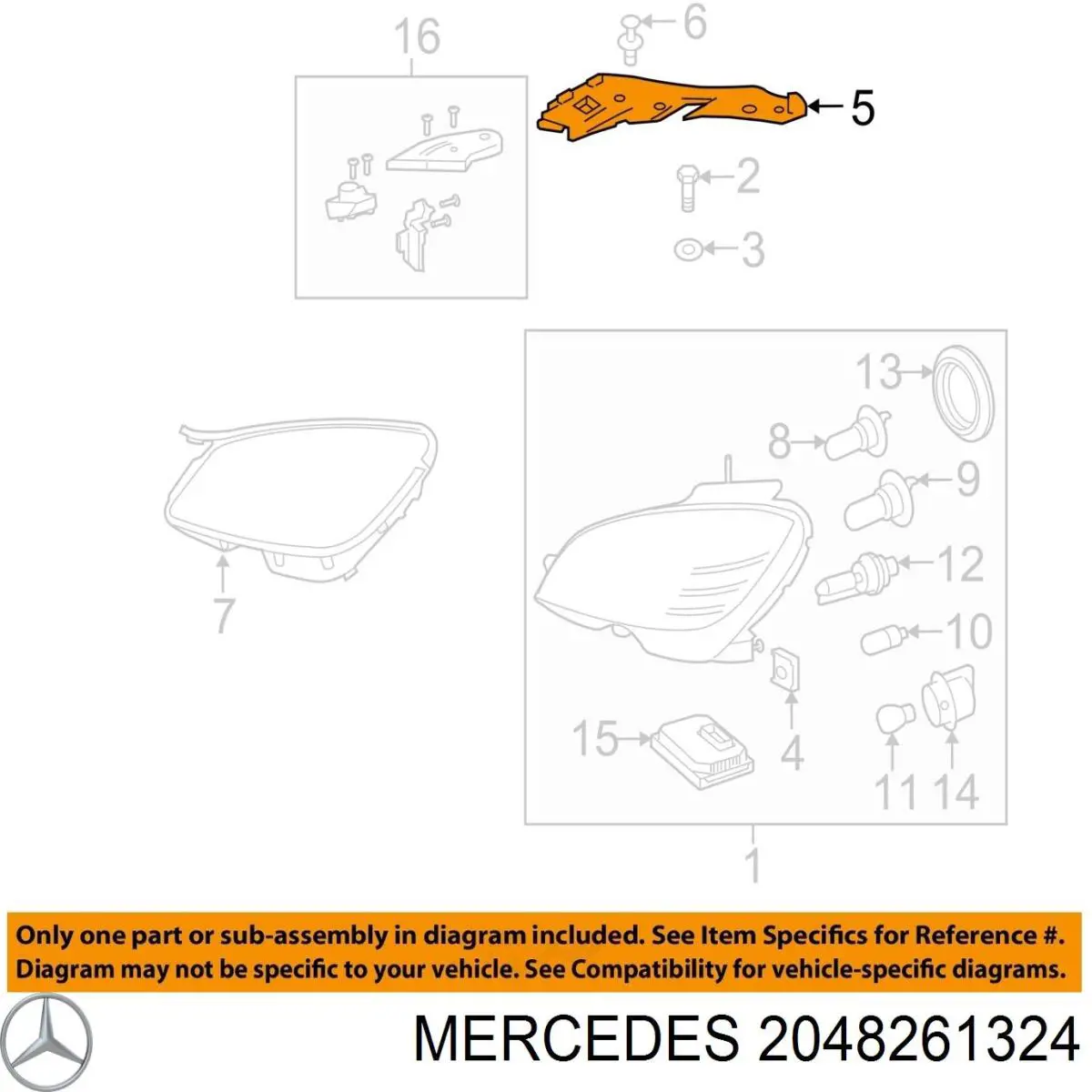 2048261324 Mercedes cubierta de faro izquierdo