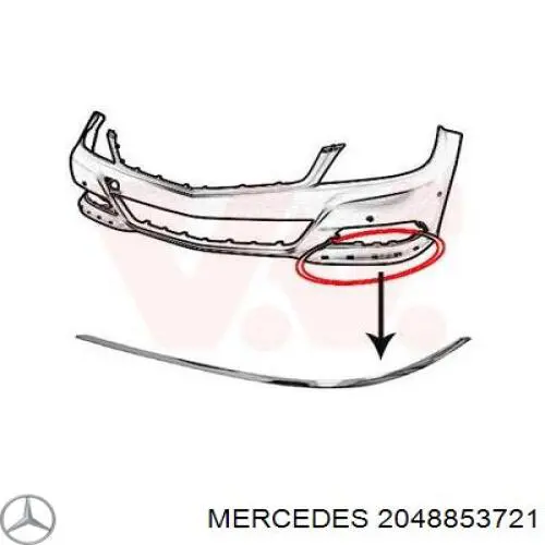 2048853721 Mercedes moldura de parachoques delantero derecho