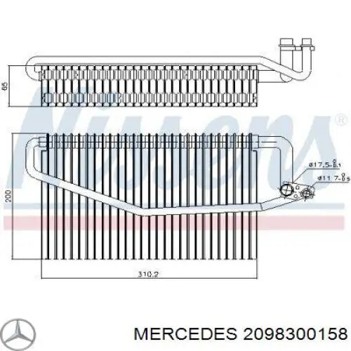 2098300158 Mercedes evaporador, aire acondicionado