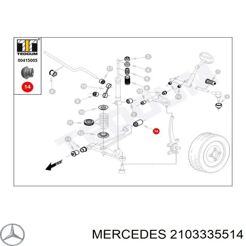 2103335514 Mercedes silentblock de suspensión delantero inferior