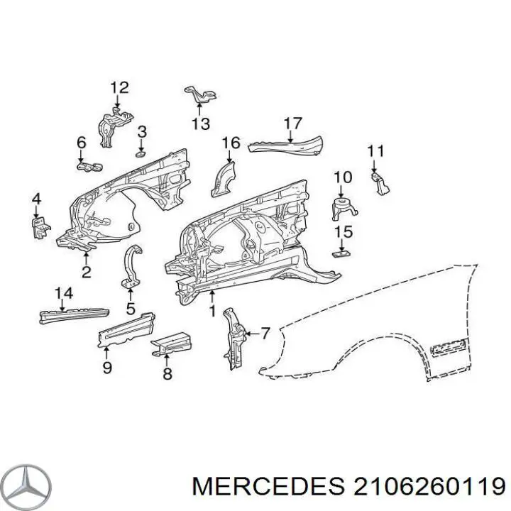 Copa de soporte del resorte delantero Mercedes 2106260119