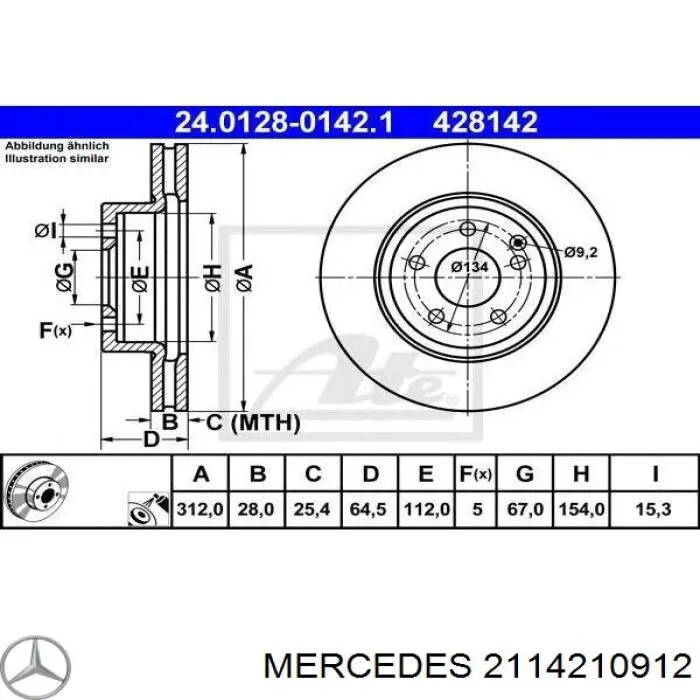 Comprar 2114210912 Mercedes Freno de disco delantero