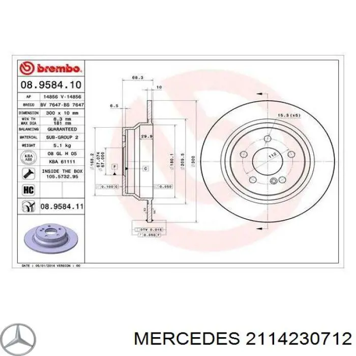 Disco de freno trasero Mercedes 2114230712 precio, desde 38,58 EUR