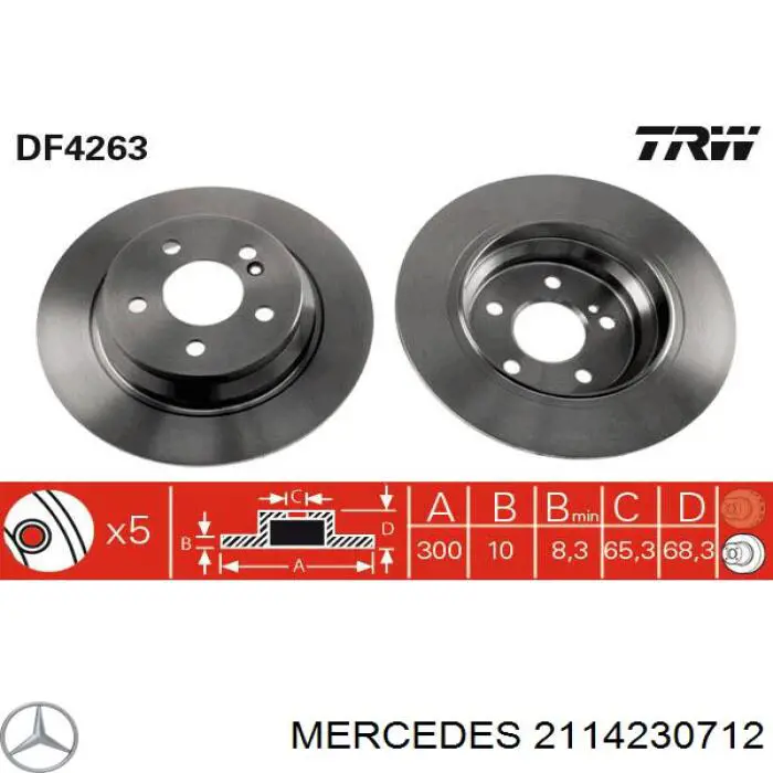 Comprar 2114230712 Mercedes Disco de freno trasero