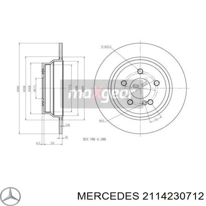 Disco de freno trasero 2114230712 Mercedes