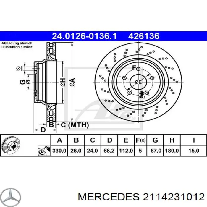 2114231012 Mercedes disco de freno trasero