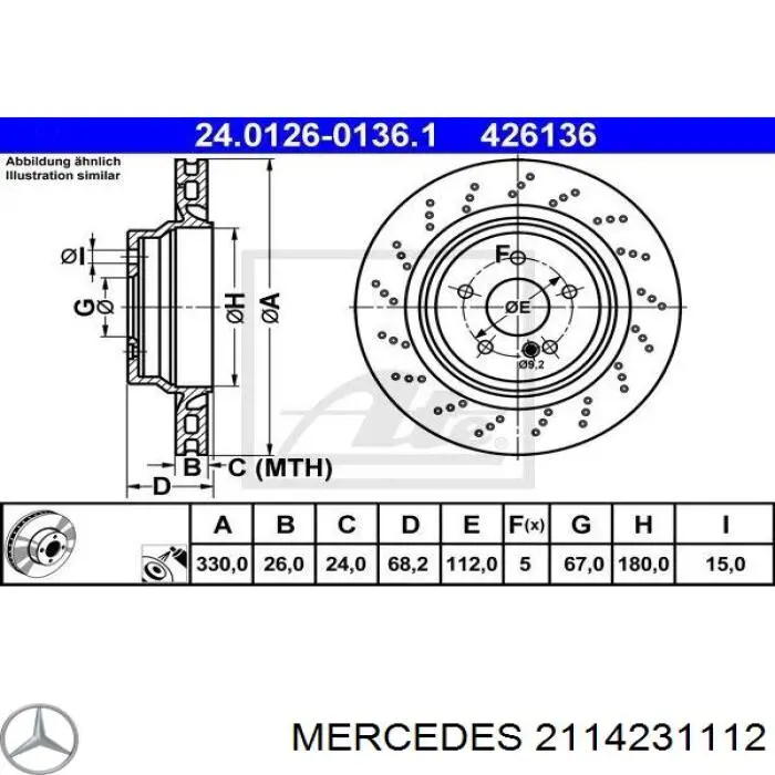 2114231112 Mercedes disco de freno trasero