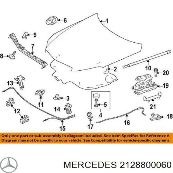 2128800060 Mercedes Cerradura del capó izquierda