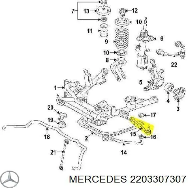 2203307307 Mercedes barra oscilante, suspensión de ruedas delantera, inferior izquierda