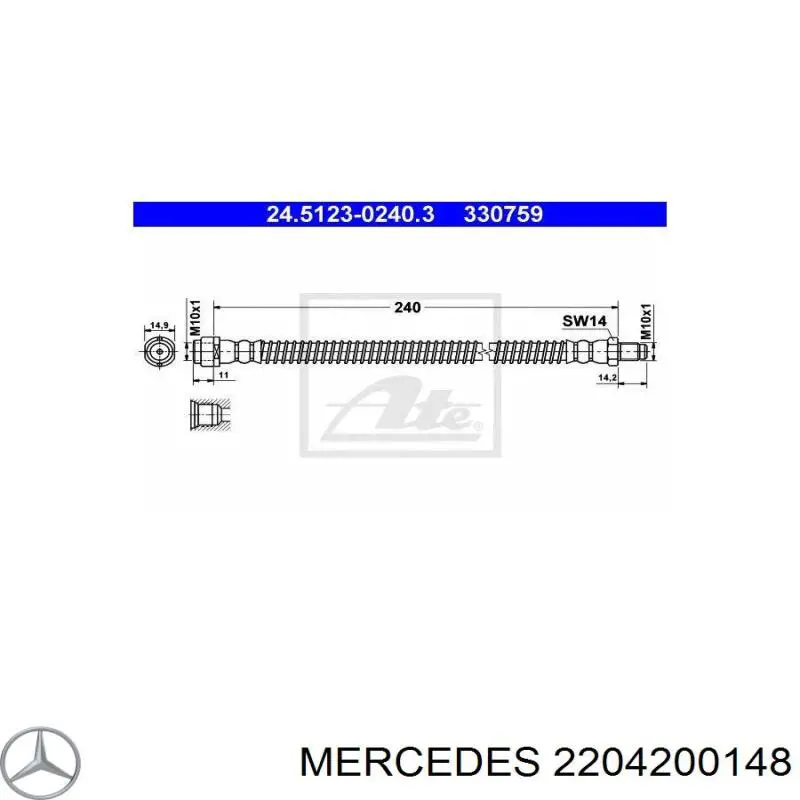 2204200148 Mercedes tubo flexible de frenos trasero