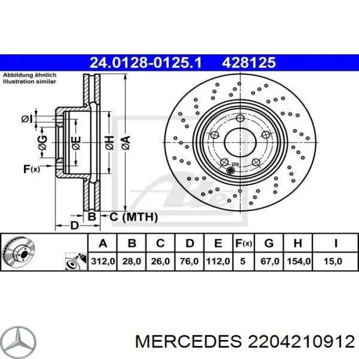 2204210912 Mercedes disco de freno delantero