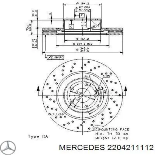 Comprar 2204211112 Mercedes Freno de disco delantero